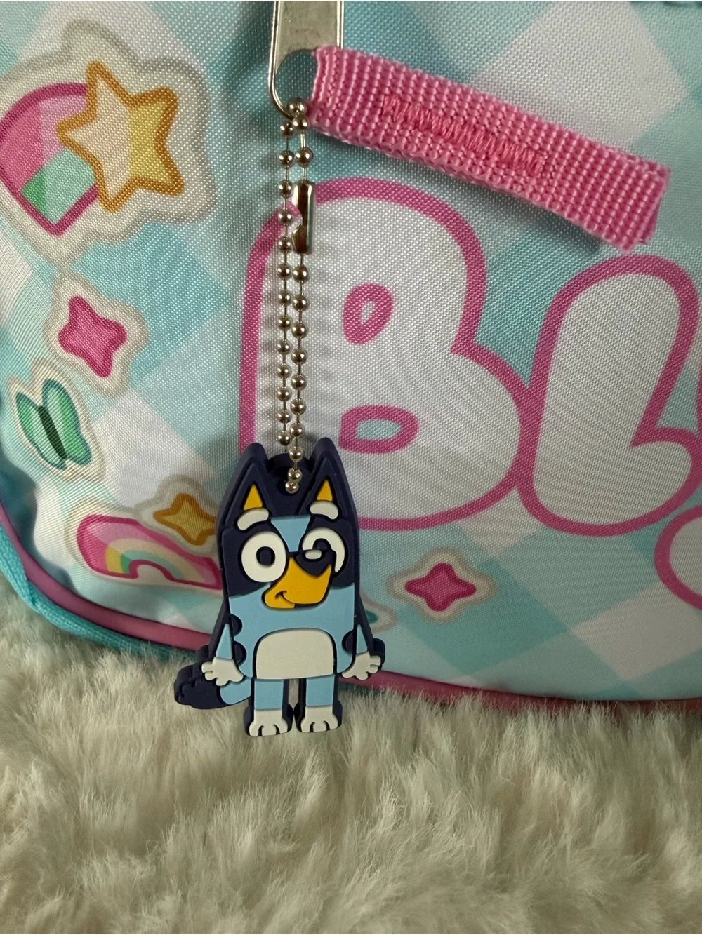 Bluey Sequin Backpack and Lunchbox Set - Pink & Aqua 16in H 12in W